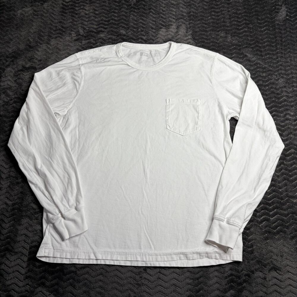 Buck Mason Crew Pocket Long Sleeve Cotton Tee Shirt Men white size Large